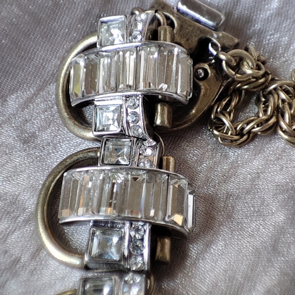 Banana Republic Baguette Silver and Gold Clear Rhinestone Square Round Stones - Picture 7 of 11